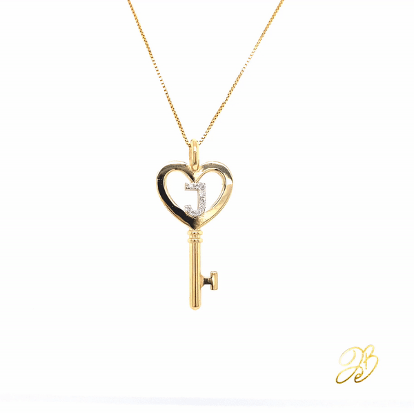 INITIAL HEART KEY NECKLACE