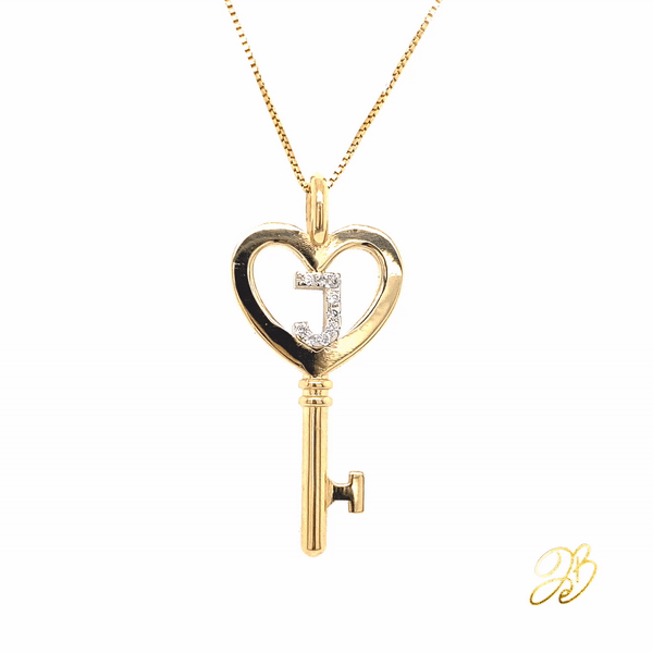 INITIAL HEART KEY NECKLACE