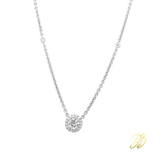 SOLITAIRE HALO NECKLACE