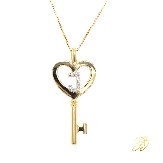 INITIAL HEART KEY NECKLACE